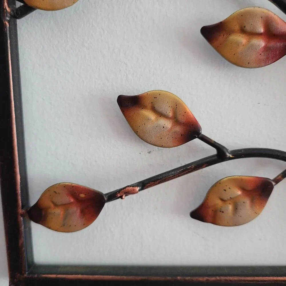 Vintage Metal Art Panel Wall Hanging Leaf And Branch Design Bronze And Gold Tone